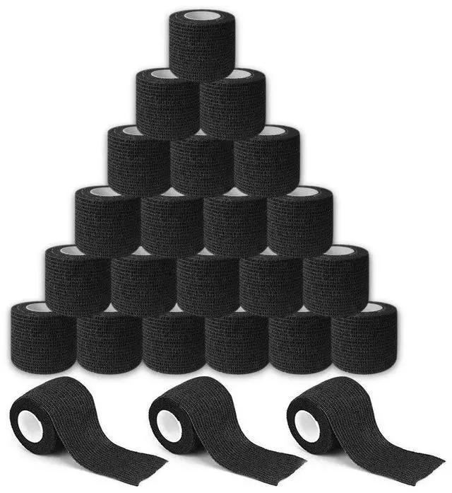 Main image of Sensi Wrap Grip Cover Sports Self Bandage Rolls 2-inch x 5-Yards 24pcs (Black)