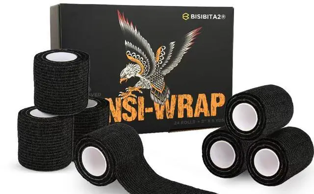 Alt view image 2 of 7 - Sensi Wrap Grip Cover Sports Self Bandage Rolls 2-inch x 5-Yards 24pcs (Black)