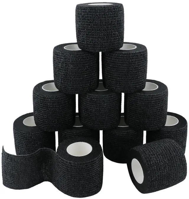 Main image of Self Adhesive Bandage Wrap Elastic Athletic Tape 12PCS 2 in X 14.7 ft Black