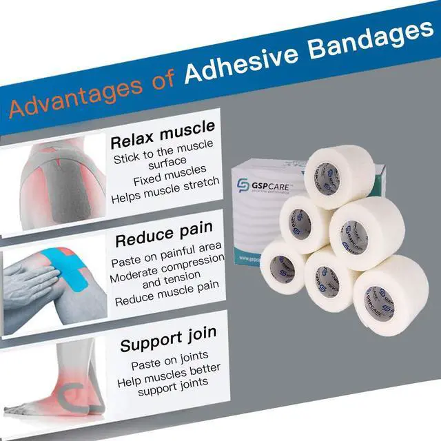 Alt view image 2 of 7 - Self Adhesive Wrap Cohesive Wrap Bandages 12 Count 3" x 5 Yards, Medical Tape, Adhesive Flexible Breathable First Aid Non Woven Rolls, Stretch Athletic, Ankle Sprains & Swelling, Sports