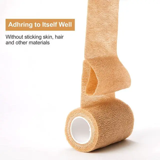Alt view image 2 of 7 - 12 Bulk Pack Cohesive Tape, Self Adherent Wrap 2 Inches X 5 Yards - Self Adhesive Bandage Medical Vet Wrap for First Aid, Sports Protection and Wrist, Ankle Sprains & Swelling