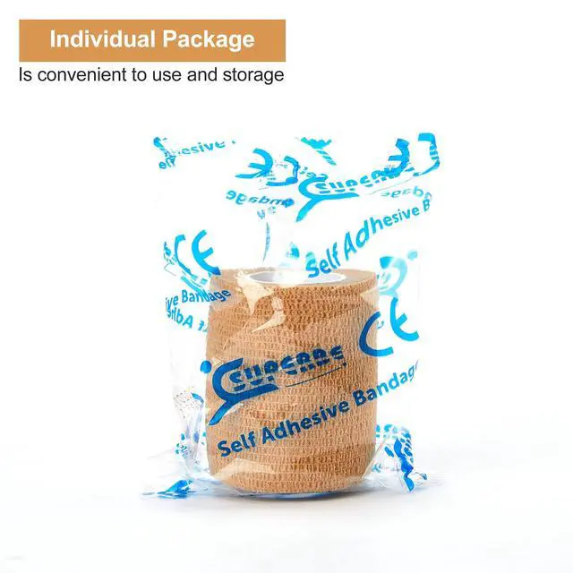 Alt view image 4 of 7 - 12 Bulk Pack Cohesive Tape, Self Adherent Wrap 2 Inches X 5 Yards - Self Adhesive Bandage Medical Vet Wrap for First Aid, Sports Protection and Wrist, Ankle Sprains & Swelling