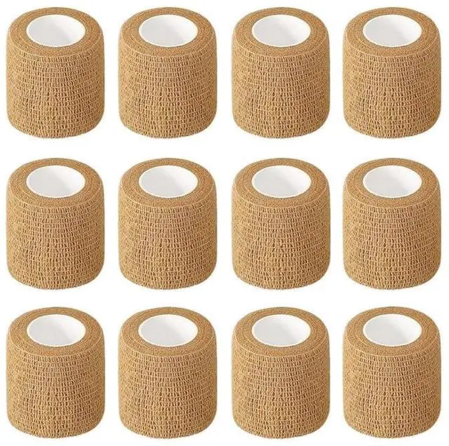 Main image of 12 Pack Self-Adhesive Athletic Bandage Wrap 2 Inch x 5 Yards Skin Color Elastic Cohesive Sports Tape Breathable for Wrist, Ankle, Knee Support - Ideal for Athletics, Workouts & Injury Recovery