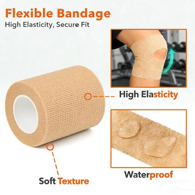 Alt view image 3 of 7 - 12 Pack Self-Adhesive Athletic Bandage Wrap 2 Inch x 5 Yards Skin Color Elastic Cohesive Sports Tape Breathable for Wrist, Ankle, Knee Support - Ideal for Athletics, Workouts & Injury Recovery