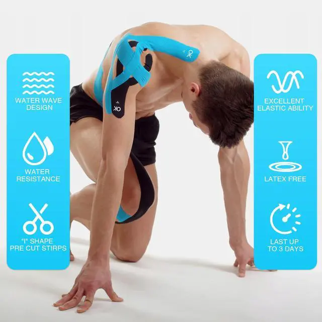 Alt view image 3 of 7 - Kinesiology Tape Precut Elastic Hypoallergenic, 20 Strips, 2"x16ft