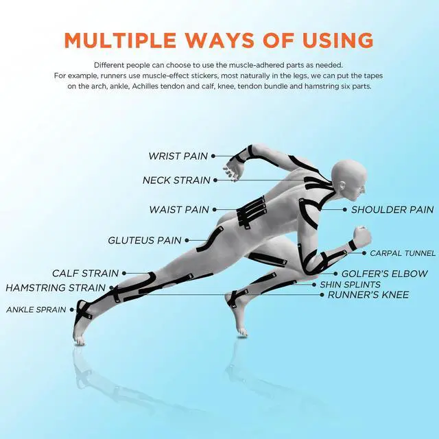 Alt view image 7 of 7 - Kinesiology Tape Precut Elastic Hypoallergenic, 20 Strips, 2"x16ft