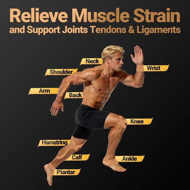 Alt view image 2 of 7 - Kinesiology Tape, 2 Rolls, 40 Precut Strips, Waterproof, Beige