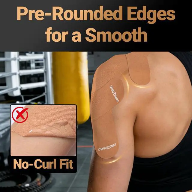 Alt view image 3 of 7 - Kinesiology Tape, 2 Rolls, 40 Precut Strips, Waterproof, Beige