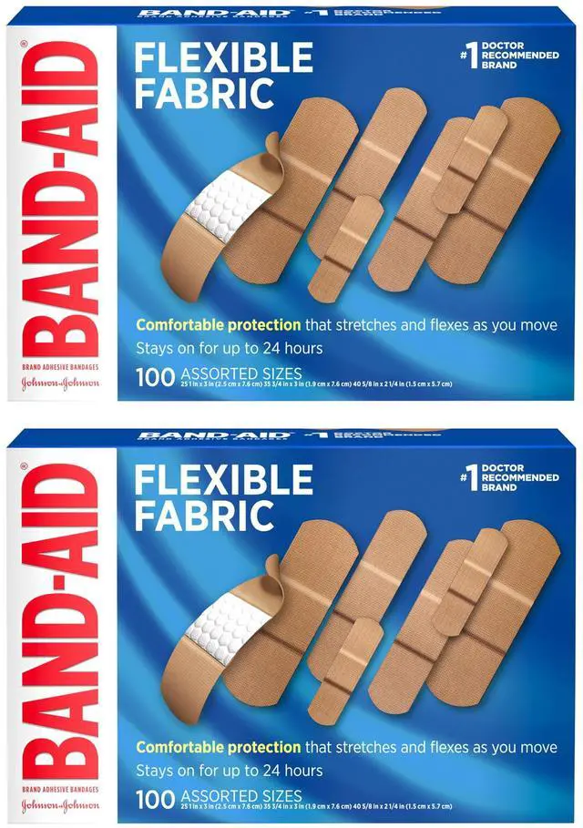 Main image of Brand Flexible Fabric Adhesive Bandages, Assorted, 2 x 100 Count