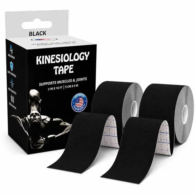 Main image of Kinesiology Tape Roll, 2 Rolls 16ft Waterproof KT Sports Tape (Black)