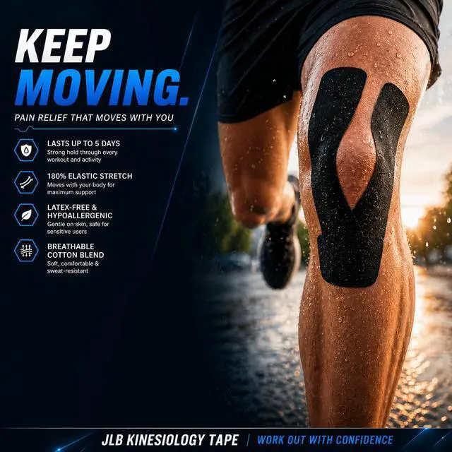 Alt view image 2 of 7 - Kinesiology Tape Roll, 2 Rolls 16ft Waterproof KT Sports Tape (Black)