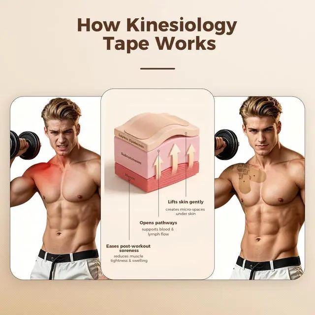 Alt view image 6 of 7 - Kinesiology Tape, 40 Count Precut Strips 2 Rolls Original Cotton Tape