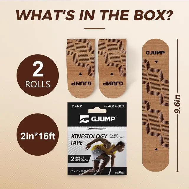 Alt view image 7 of 7 - Kinesiology Tape, 40 Count Precut Strips 2 Rolls Original Cotton Tape