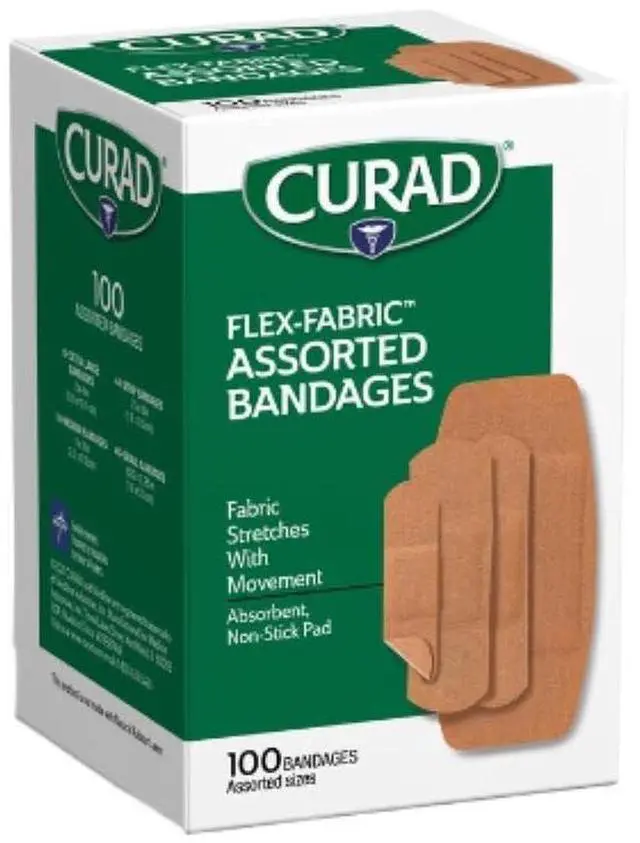 Main image of Flex-Fabric Adhesive Bandages, Assorted Sizes, Durable and Flexible Protection, 100 Count (Pack of 6)