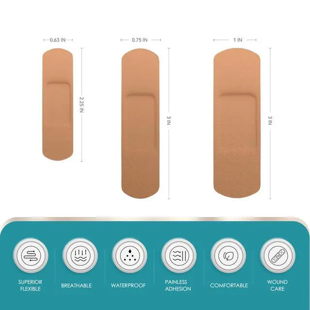 Alt view image 2 of 7 - Flexible Fabric Adhesive Bandages, 100 Count, Latex Free First Aid Bandage with Non-Stick Pad for Wound Care, Cuts, Scrapes, Blisters, Assorted Sizes