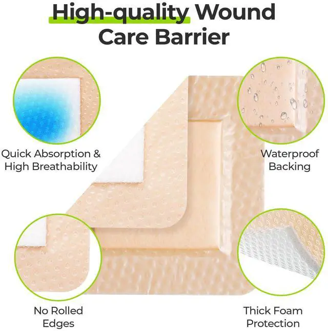 Alt view image 2 of 7 - 3" x 3" Silicone Foam Dressing with Large Adhesive Border, 10 Packs