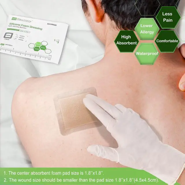 Alt view image 4 of 7 - Silicone Foam Dressing with Border 3"x3", 10 Pack for Bed Sores