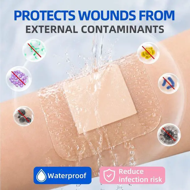 Alt view image 5 of 7 - Silicone Foam Lite Dressing for Sensitive Skin 3"x3" (8 Count) Medical Grade Ultra Soft Large Waterproof Bandages for Minor Surgical Incisions, Abrasions and Blisters