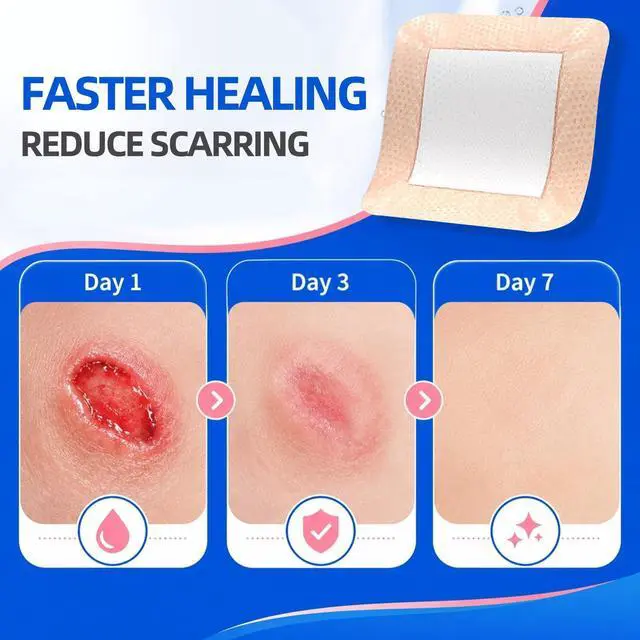 Alt view image 6 of 7 - Silicone Foam Lite Dressing for Sensitive Skin 3"x3" (8 Count) Medical Grade Ultra Soft Large Waterproof Bandages for Minor Surgical Incisions, Abrasions and Blisters
