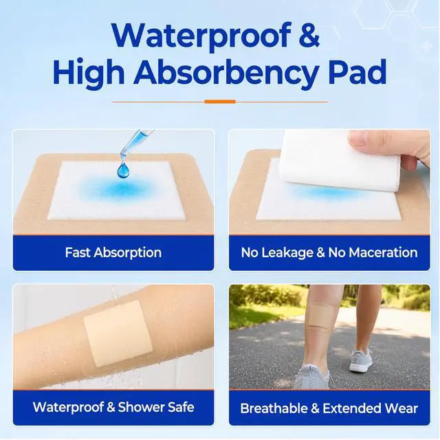 Alt view image 3 of 7 - 10 Pack 4x4 Inch Silicone Foam Dressing with Gentle Border, High Absorbency Waterproof Silicone Foam Bandages for Wound Care, Minor Surgical Incisions, Post Surgery Pads