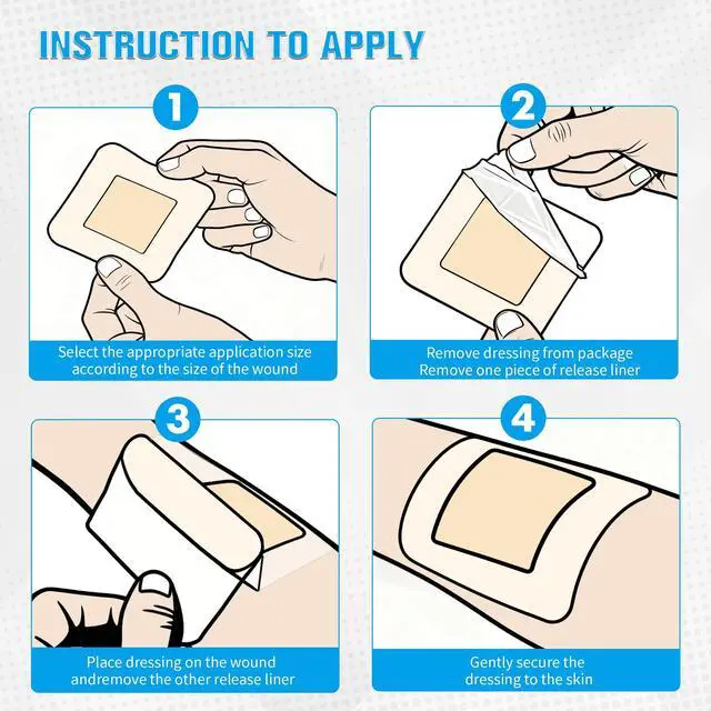 Alt view image 5 of 7 - 10 Pack Silicone Foam Dressing with Border, 3x3 Inch Bandage Pad Wound Care