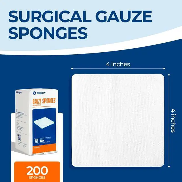 Alt view image 3 of 6 - 200 Count 4x4 Inch Gauze Sponges 8-Ply