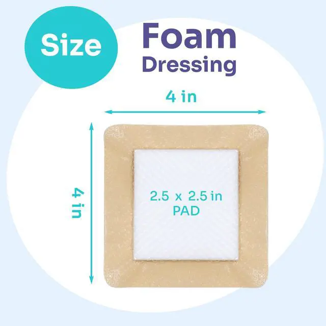 Alt view image 3 of 7 - Large Silicone Bandages 4'' X 4'', Foam Dressings for Wound Care, 10 Pack