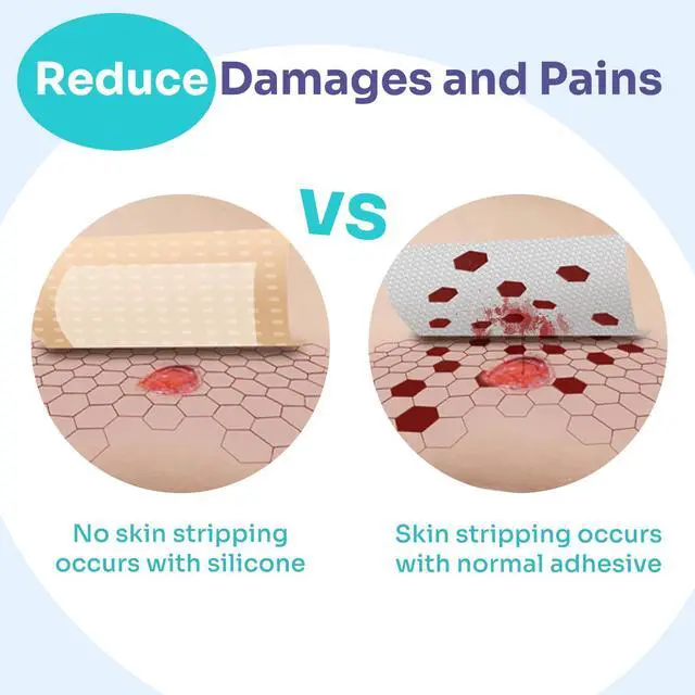 Alt view image 5 of 7 - Large Silicone Bandages 4'' X 4'', Foam Dressings for Wound Care, 10 Pack