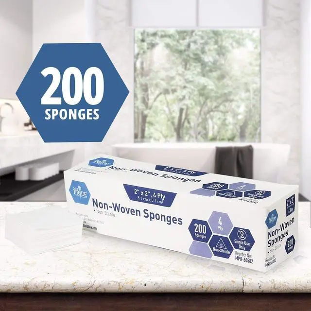 Alt view image 2 of 5 - Surgical Sponges 2'' x 2'' 200 Pack - Gauze Pads Non sterile - First Aid Wound Care Dressing Sponge n-Woven Medical, Non-Adherent Mesh Bandages Absorbent for Injuries 4 Ply
