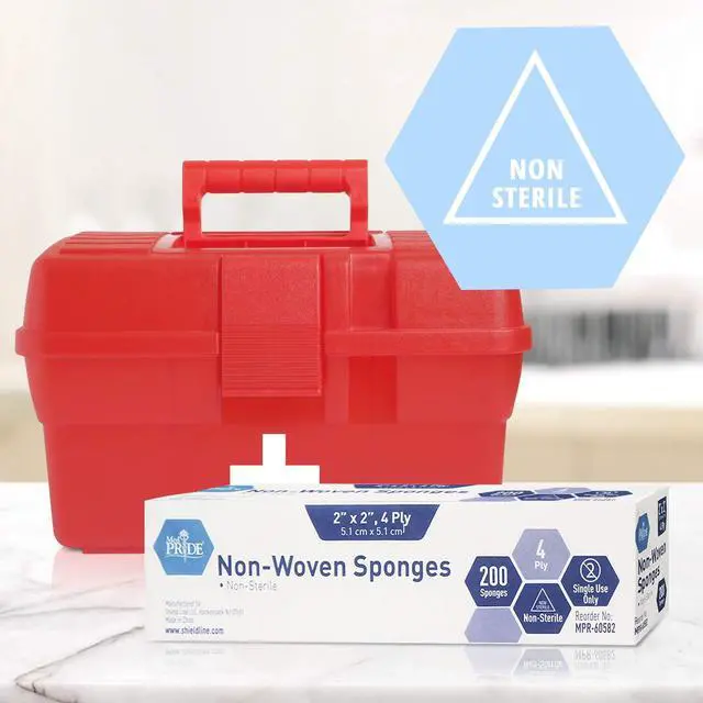 Alt view image 5 of 5 - Surgical Sponges 2'' x 2'' 200 Pack - Gauze Pads Non sterile - First Aid Wound Care Dressing Sponge n-Woven Medical, Non-Adherent Mesh Bandages Absorbent for Injuries 4 Ply