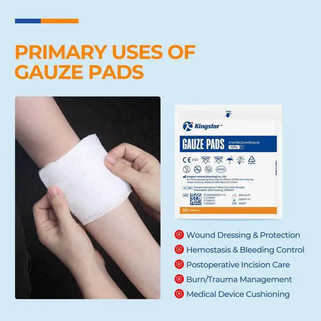 Alt view image 6 of 6 - 100Pcs Sterile Gauze Pads 4x4 Inch 12-Ply, 100% Cotton 4x4 Gauze Pads Highly Absorbent Gauze Sponges for Wound Care, Hospital-Grade Sterile Gauze First Aid & Surgical Dressing