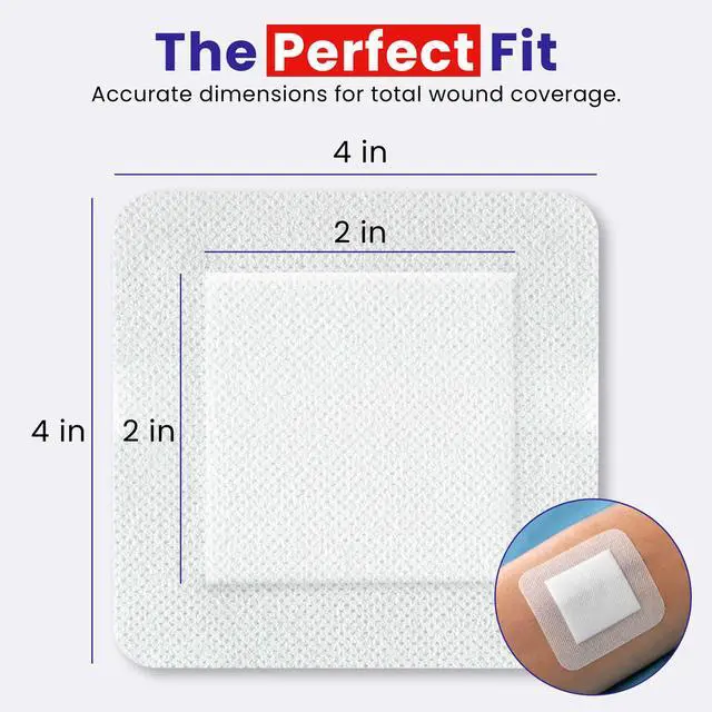 Alt view image 3 of 6 - Island Dressing - 4"x4", 30 Count - Bordered Gauze Sterile Individually Wrapped Gauze Pads, Water-Resistant, Non-Woven Backing - Soft and Breathable Wound Dressing for First Aid and Medical