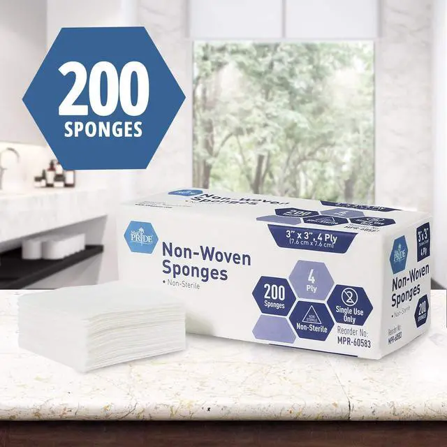 Alt view image 2 of 7 - Non-Woven Gauze Pads,3x3 in,4-Ply,Non-Adherent, 200-Count Pack