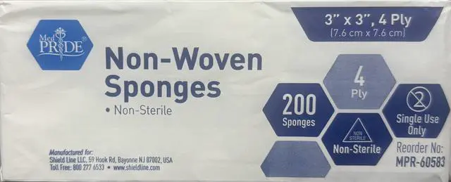 Alt view image 7 of 7 - Non-Woven Gauze Pads,3x3 in,4-Ply,Non-Adherent, 200-Count Pack