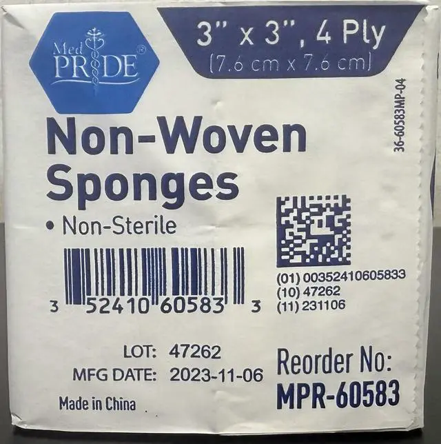 Alt view image 6 of 7 - Non-Woven Gauze Pads,3x3 in,4-Ply,Non-Adherent, 200-Count Pack