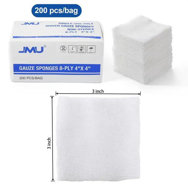 Alt view image 6 of 7 - 200 Woven Gauze Sponges 4x4, 8-Ply Non-Sterile Guaze Pads