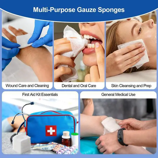 Alt view image 7 of 7 - 200 Woven Gauze Sponges 4x4, 8-Ply Non-Sterile Guaze Pads