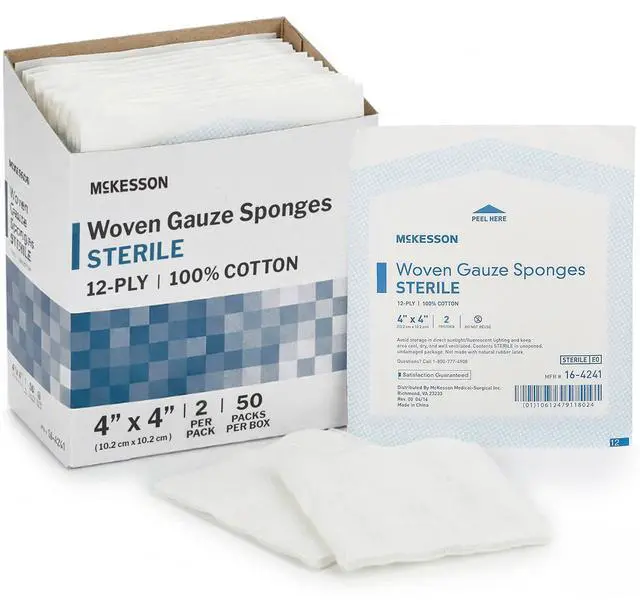 Main image of Sterile Woven Gauze Sponges 4x4, 50 ct, 25 Pouches, 2 per Pouch