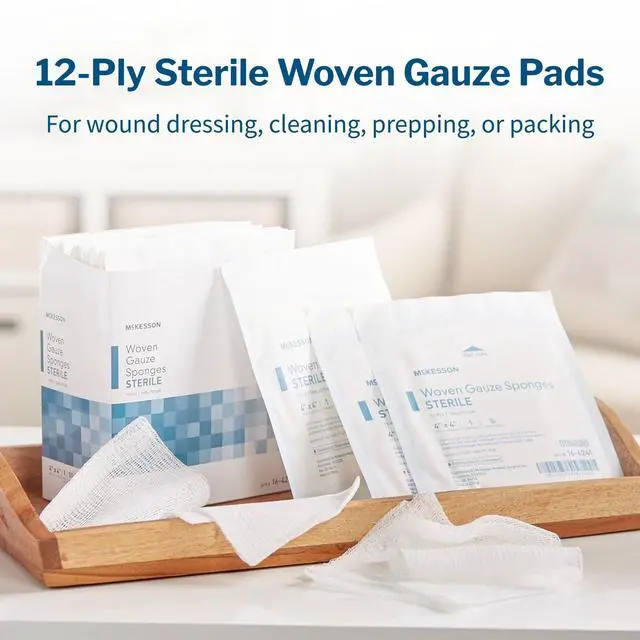 Alt view image 2 of 7 - Sterile Woven Gauze Sponges 4x4, 50 ct, 25 Pouches, 2 per Pouch