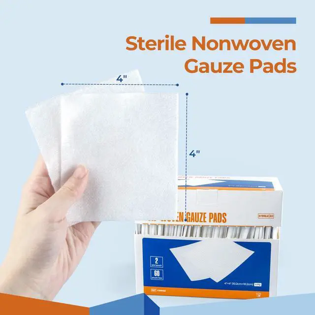 Alt view image 2 of 6 - Sterile Nonwoven Gauze Pads, 4"x 4", 60 Packs - 120 Pieces