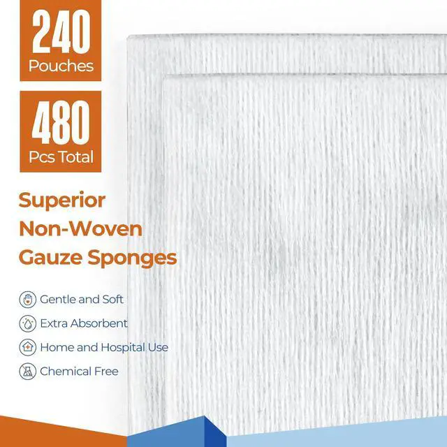 Alt view image 3 of 6 - Sterile Nonwoven Gauze Pads, 4"x 4", 60 Packs - 120 Pieces