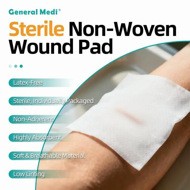 Alt view image 3 of 7 - Sterile Gauze Sponges, 4" x 4" Non-Woven Wound Pads - Individually Wrapped Highly Absorbent Sponges Pads for Cushioning Minor Wounds, Cuts & Burns Wound Care (60 Packs, 120 Pieces Total)