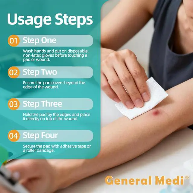 Alt view image 5 of 7 - Sterile Gauze Sponges, 4" x 4" Non-Woven Wound Pads - Individually Wrapped Highly Absorbent Sponges Pads for Cushioning Minor Wounds, Cuts & Burns Wound Care (60 Packs, 120 Pieces Total)
