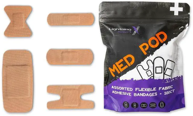 Main image of Heavy Duty Flexible Fabric Assorted Adhesive Bandages for First Aid Kits (Pack of 100), 5 Sizes