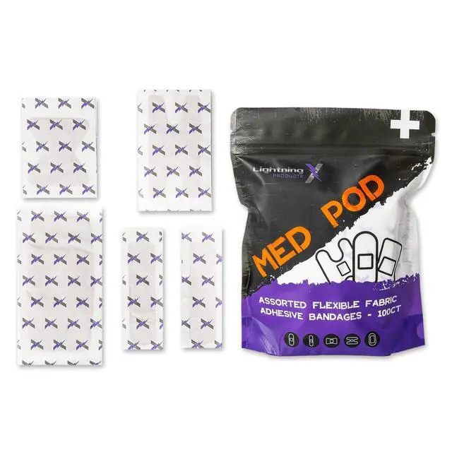 Alt view image 2 of 7 - Heavy Duty Flexible Fabric Assorted Adhesive Bandages for First Aid Kits (Pack of 100), 5 Sizes
