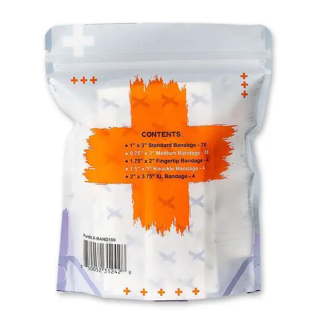 Alt view image 7 of 7 - Heavy Duty Flexible Fabric Assorted Adhesive Bandages for First Aid Kits (Pack of 100), 5 Sizes