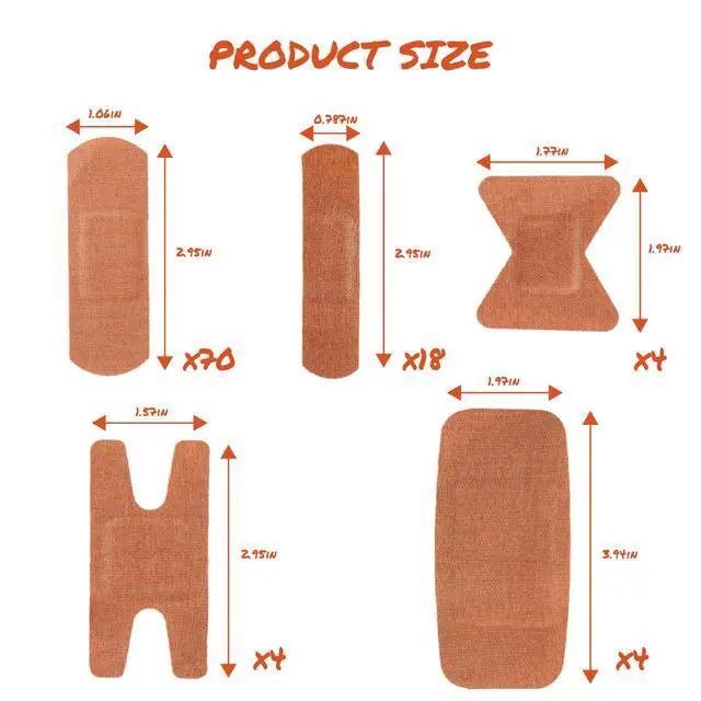Alt view image 5 of 7 - Heavy Duty Flexible Fabric Assorted Adhesive Bandages for First Aid Kits (Pack of 100), 5 Sizes