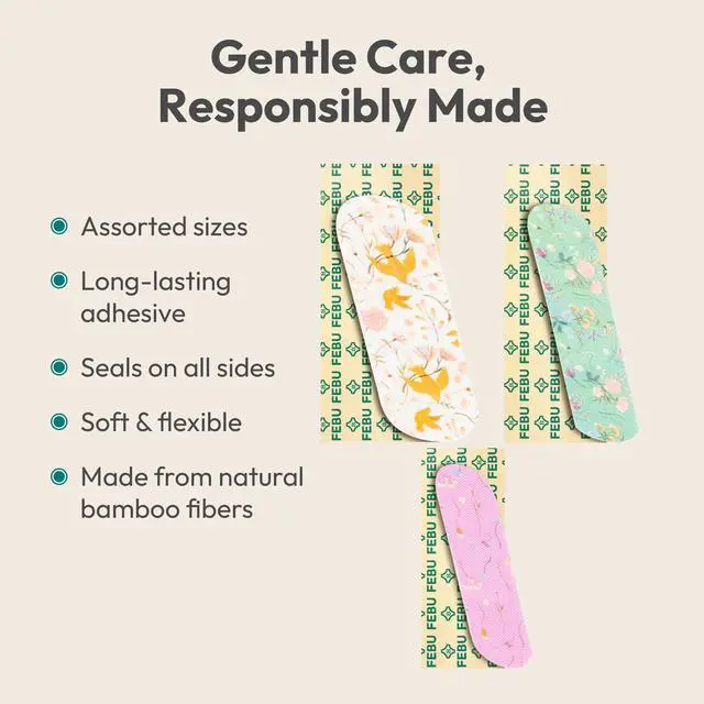 Alt view image 3 of 7 - Wildflower Meadow Print Bamboo Fabric Bandages, 50 Count Strip
