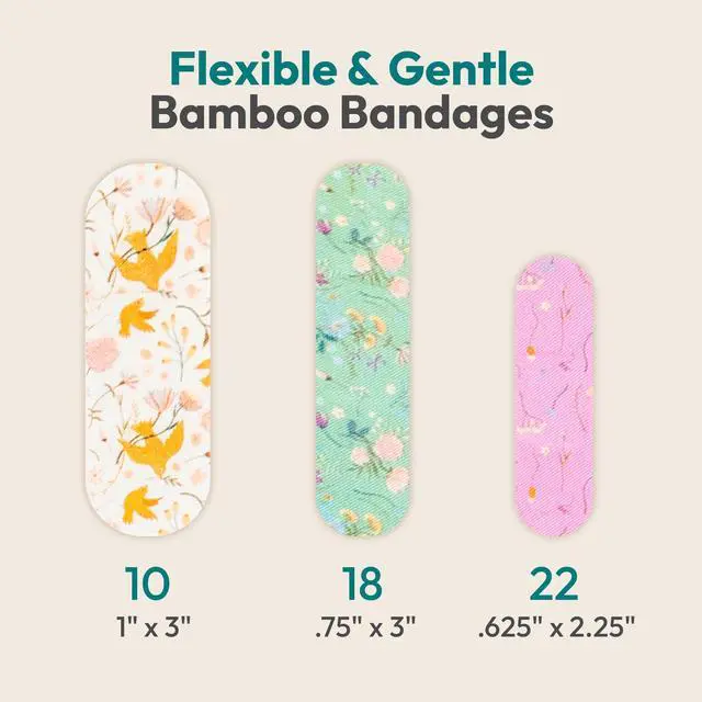 Alt view image 7 of 7 - Wildflower Meadow Print Bamboo Fabric Bandages, 50 Count Strip