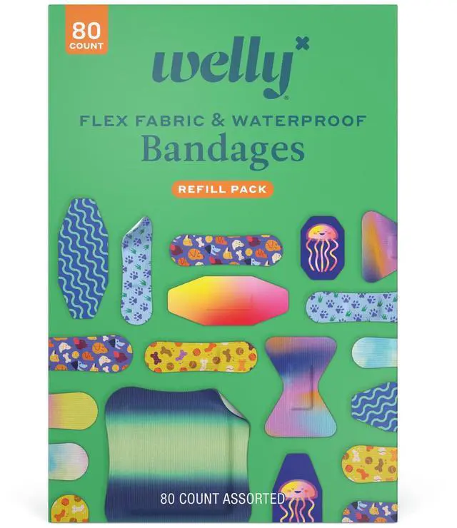 Main image of Bandage Family Pack | Adhesive Flexible Fabric & Waterproof Bandages | Assorted Shapes and Patterns for Minor Cuts, Scrapes, and Wounds - 80 Count